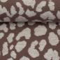 Preview: Jacquard-Jersey Ottoman Emily mit naturweißem Leo auf Taupe